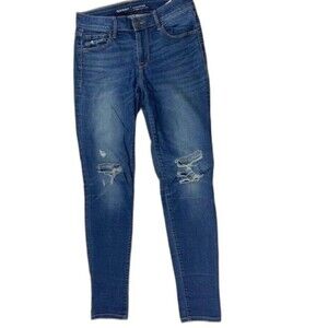 Old Navy Rockstar Size 4 R Women Jeans Mid Rise Stretch Med Wash Distress Skinny
